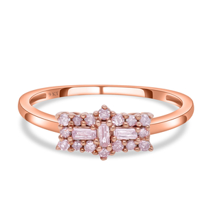 9K Rose Gold Pink Diamond (I3) Boat Ring 0.33 Ct.