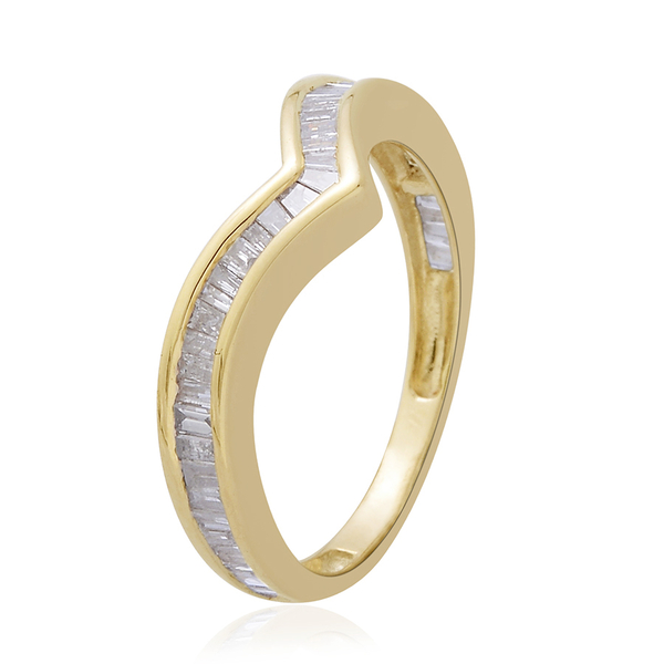 9K Yellow Gold SGL Certified Diamond (Bgt) (I3-G-H) Wishbone Ring 0.500 Ct.