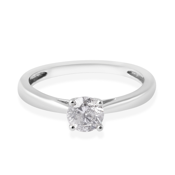 9K White Gold SGL Certified Diamond (I3-G-H) Solitaire Ring 0.50 Ct.