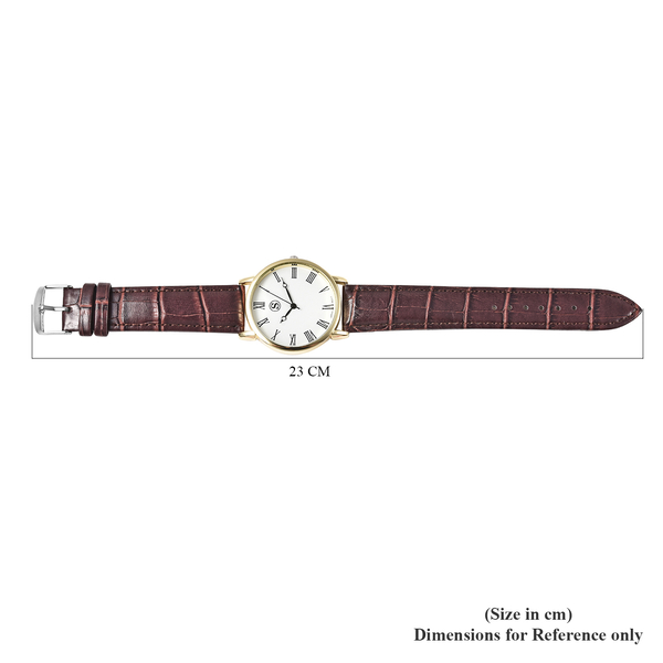 STRADA Japanese Movement Water Resistant Watch with Gold Tone Case and Brown Colour Strap