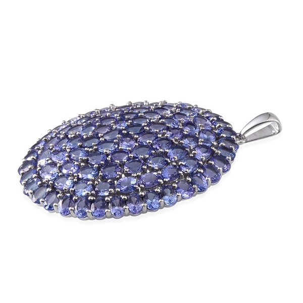 Limited Edition - 9K W Gold AA Tanzanite (Ovl) Cluster Pendant 16.250 Ct. (Gold Wt. 7.65 Gram)
