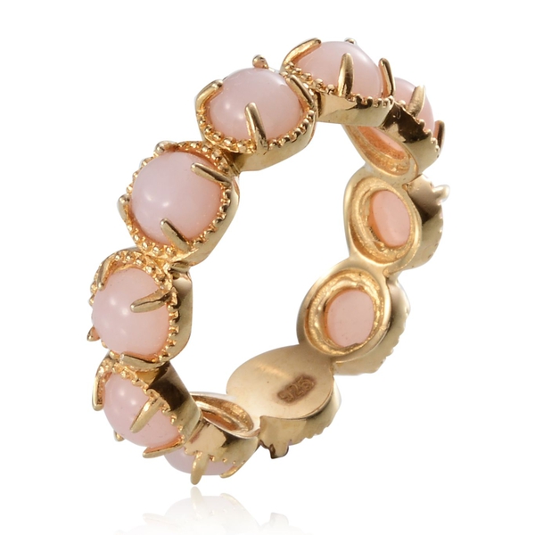 Peruvian Pink Opal (Rnd) Full Eternity Ring in Yellow Gold Overlay Sterling Silver 4.500 Ct.