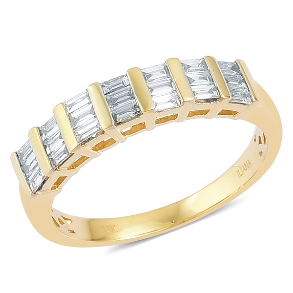 ILIANA 18K Yellow Gold IGI Certified Diamond (Bgt) (SI/G-H) Half Eternity Ring 0.500 Ct.