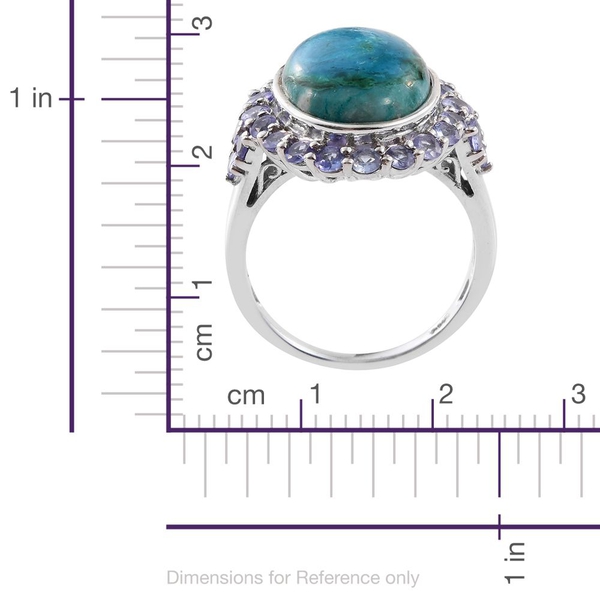 Natural Rare Opalina (Ovl 7.00 Ct), Tanzanite Ring in Platinum Overlay Sterling Silver 8.500 Ct.