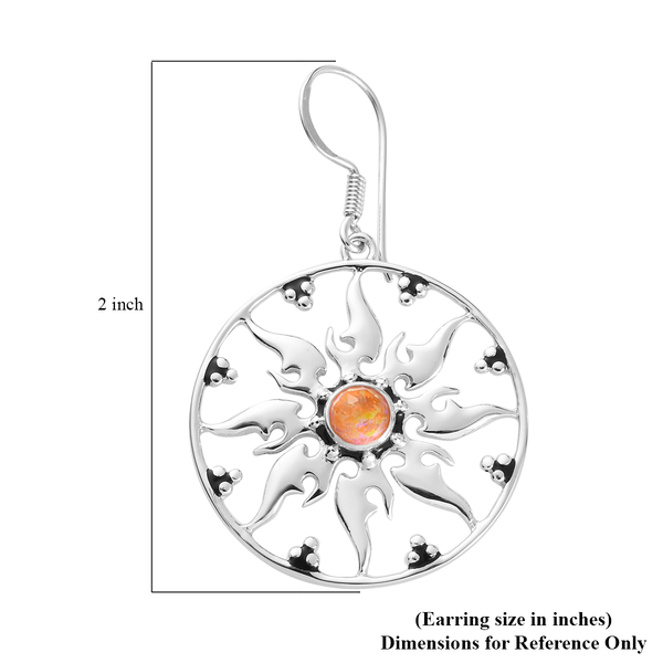 Sajen Silver Natures Joy Collection - Quartz Doublet Simulated Opal Fire Enamelled Earrings (With Fish Hook) in Platinum Overlay Sterling Silver 1.45 Ct, Silver Wt. 8.38 Gms