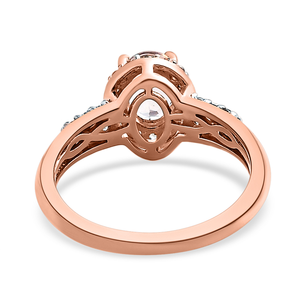 Morganite, Natural Cambodian Zircon and Coffee Zircon Ring in Vermeil Rose Gold Overlay Sterling Silver 1.19 Ct.
