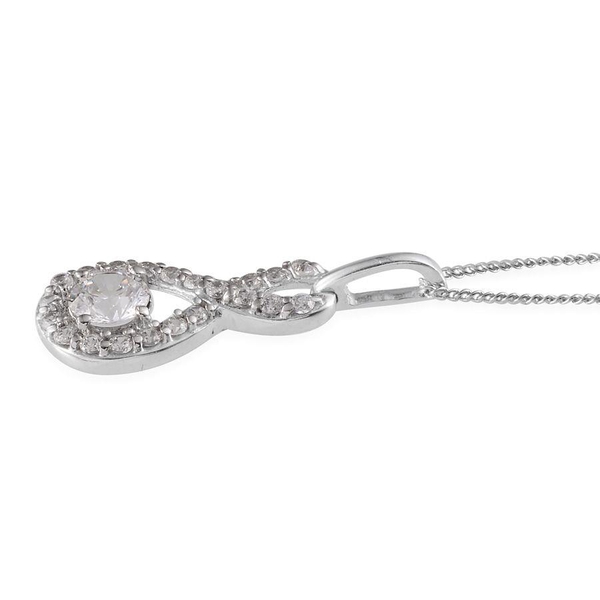 Simulated Diamond (Rnd) Infinity Pendant With Chain in Platinum Overlay Sterling Silver
