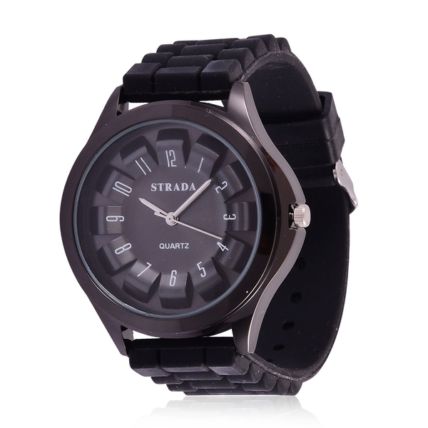 STRADA Japanese Movement Black Colour Dial Water Resistant Watch in Silver Tone with Stainless Steel