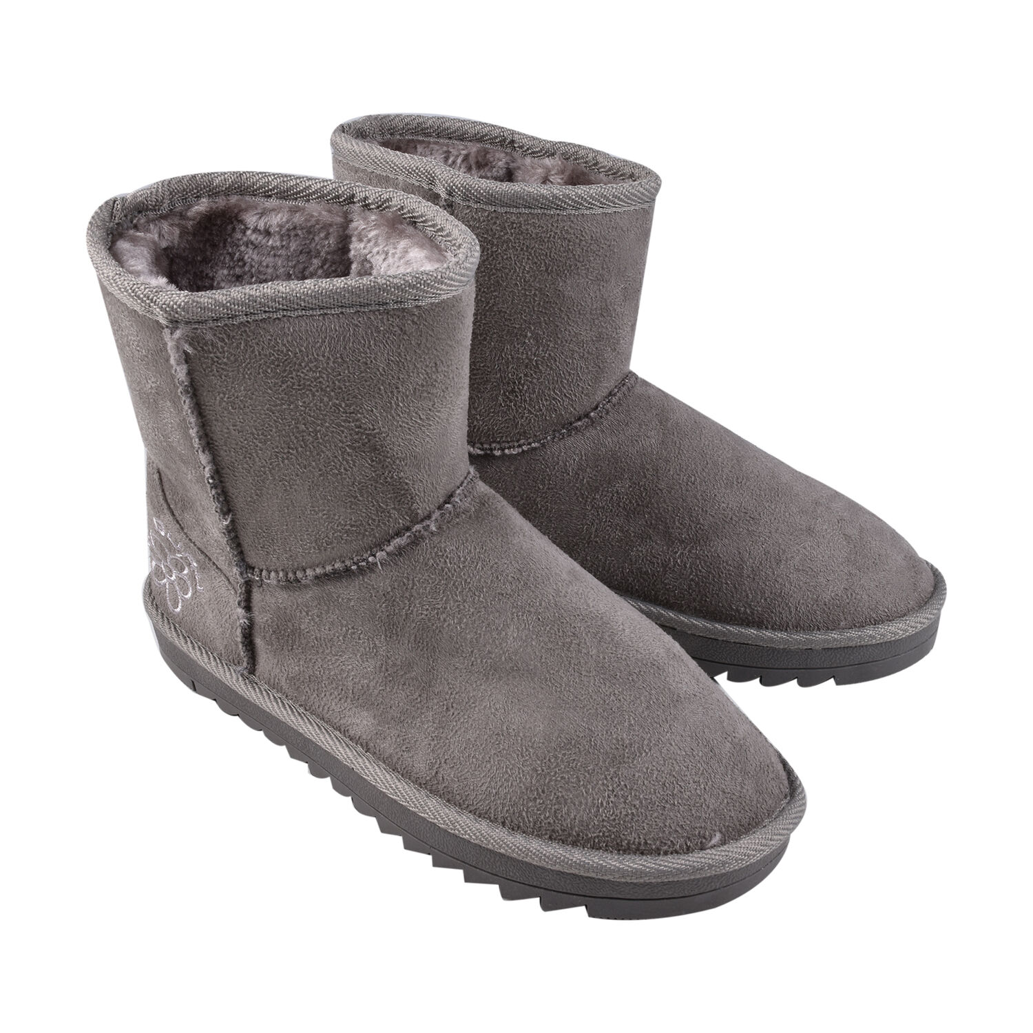 GURU Womens Winter Suede Fluffy Ankle Boots Grey
