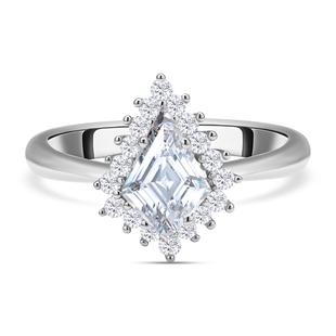 Moissanite Ring in Rhodium Overlay Sterling Silver 1.44 Ct.