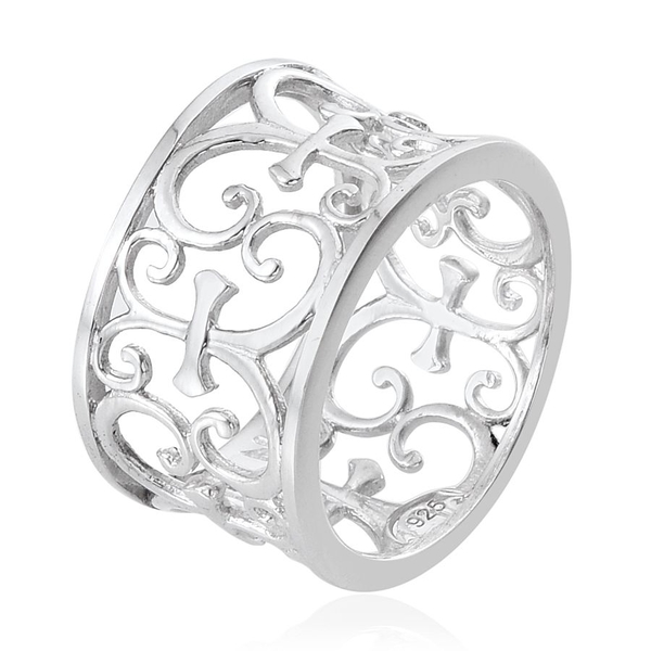 Platinum Overlay Sterling Silver Band Ring, Silver wt 4.63 Gms.