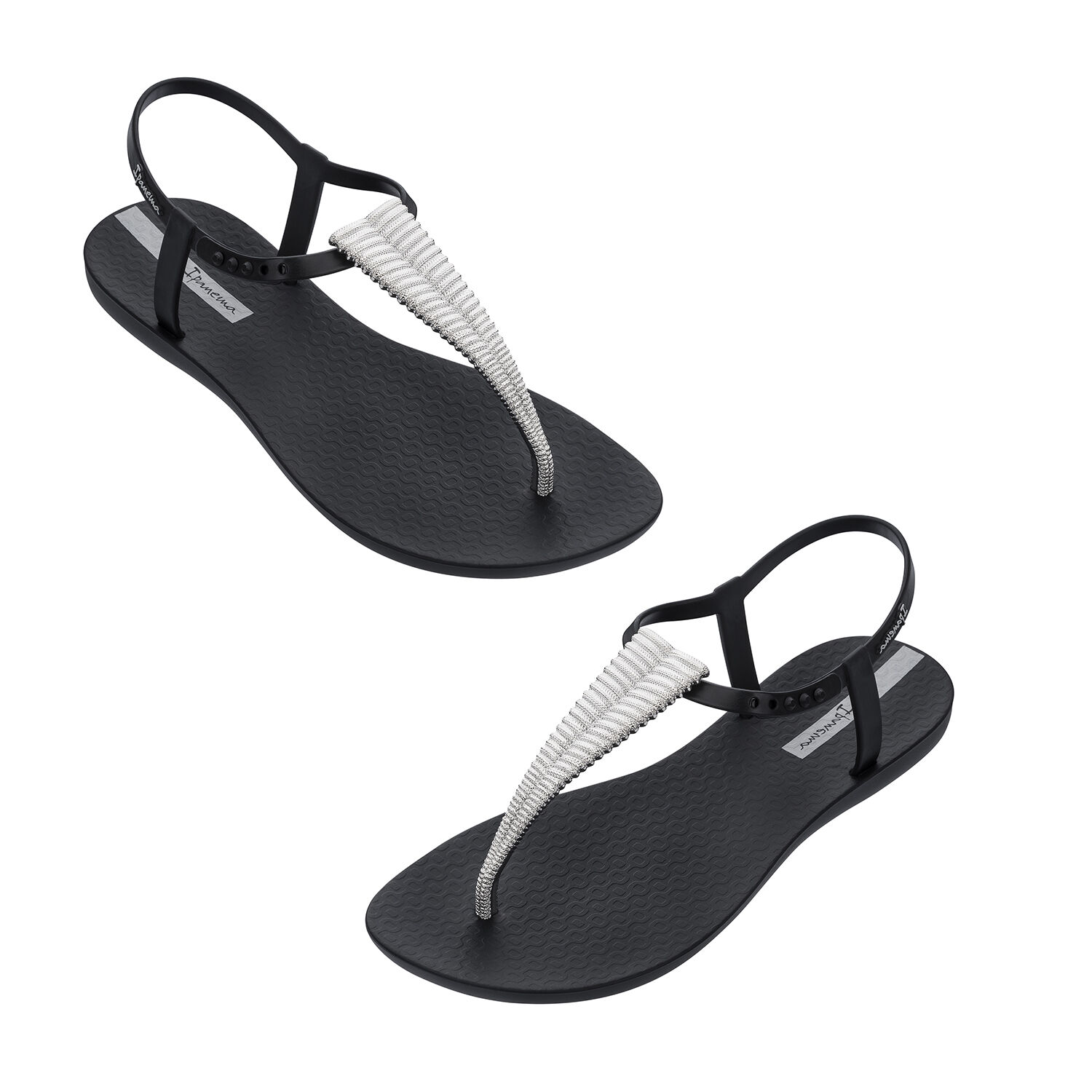 Ipanema Class Toe Post Sandal with T-bar Strap - Chrome Black