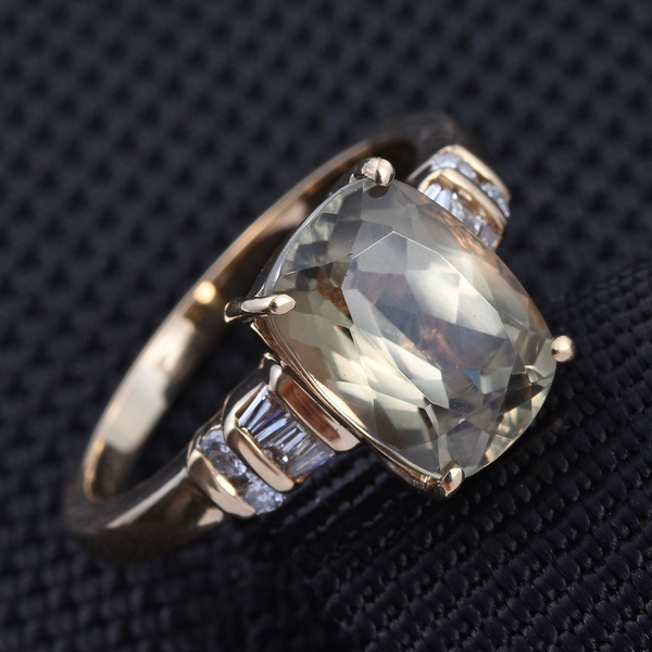 ILIANA 18K Y Gold Turkizite (Cush 4.55 Ct), Diamond Ring 4.750 Ct.