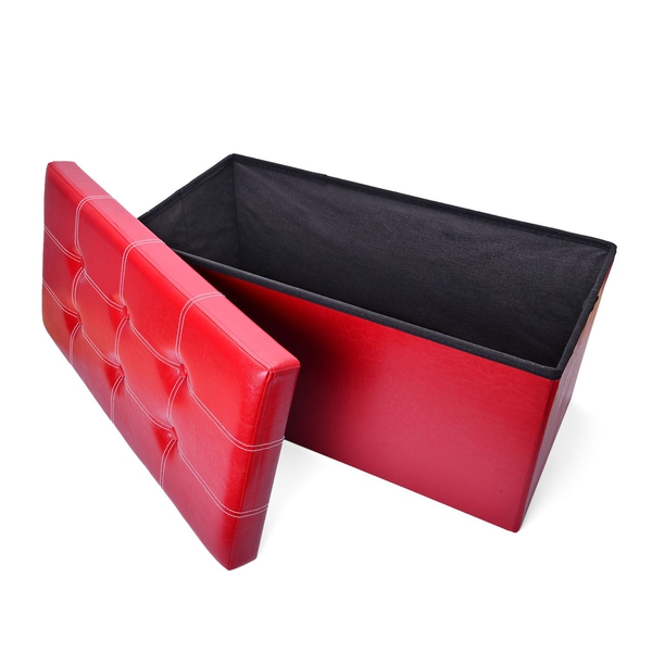 New Faux PU Leather Red Colour Foldable Large Storage Box