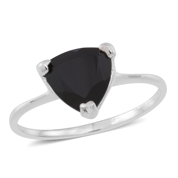 Boi Ploi Black Spinel (Trl) Solitaire Ring, Pendant and Stud Earrings (with Push Back) in Sterling Silver 7.500 Ct.