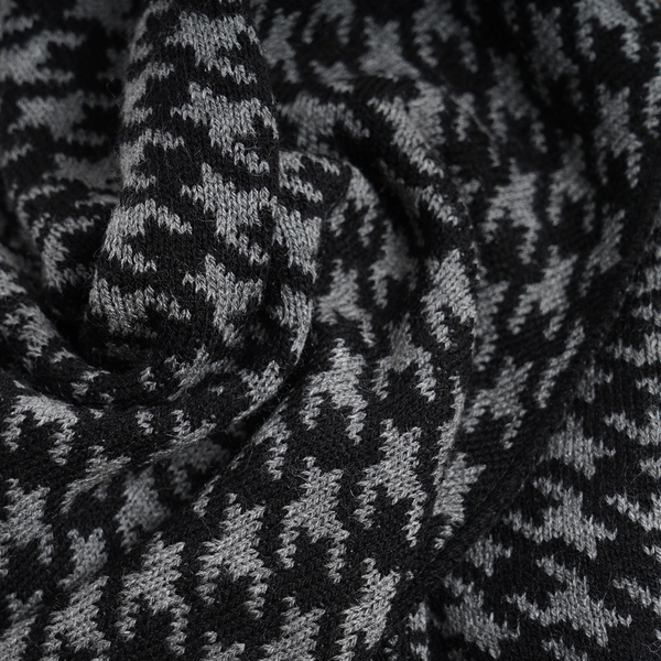 Jacquard Knit Kimono (L: 100m, W: 100cm) - Grey and Black