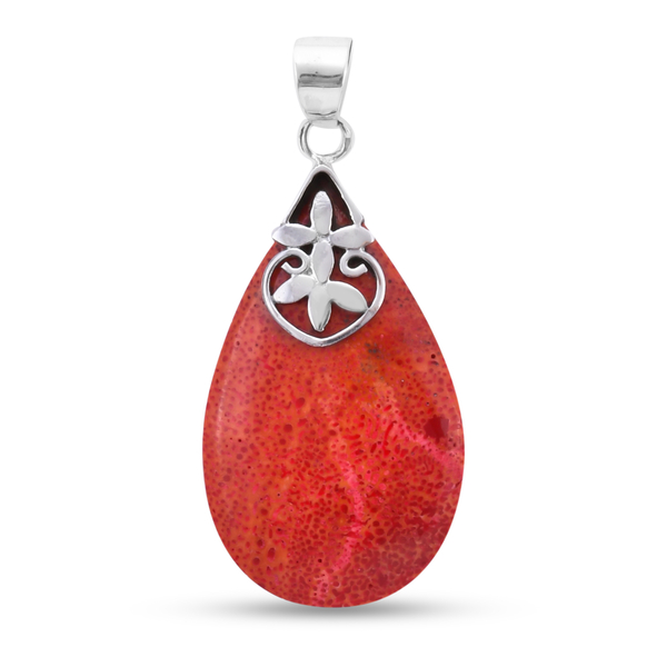 Royal Bali Collection Sponge Coral Drop Pendant in Sterling Silver