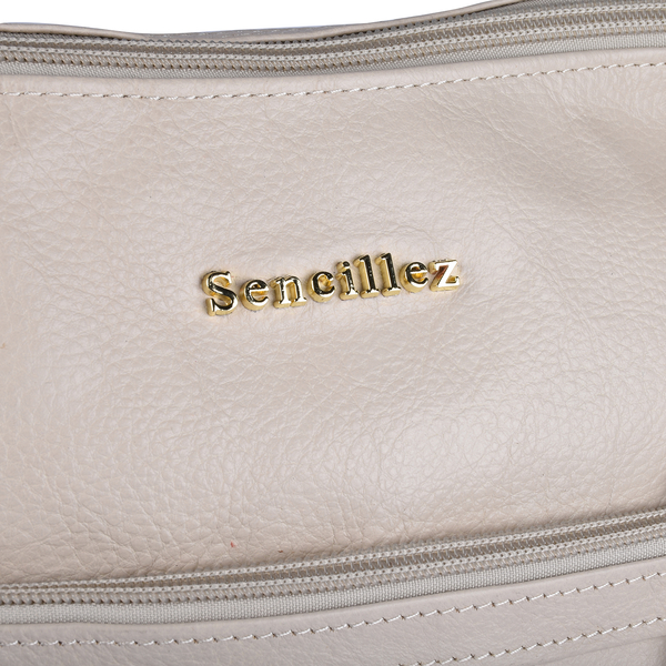 SENCILLEZ 100% Genuine Leather Crossbody Bag (Size 31x13x21cm) - Beige