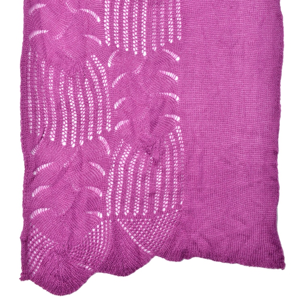 Lace Design Purple Colour Knitted Scarf (Size 180x60 Cm)