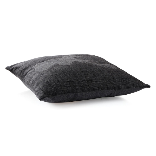 55% Wool Grey Colour Reindeer Pattern Black Colour Cushion (Size 43x43 Cm)