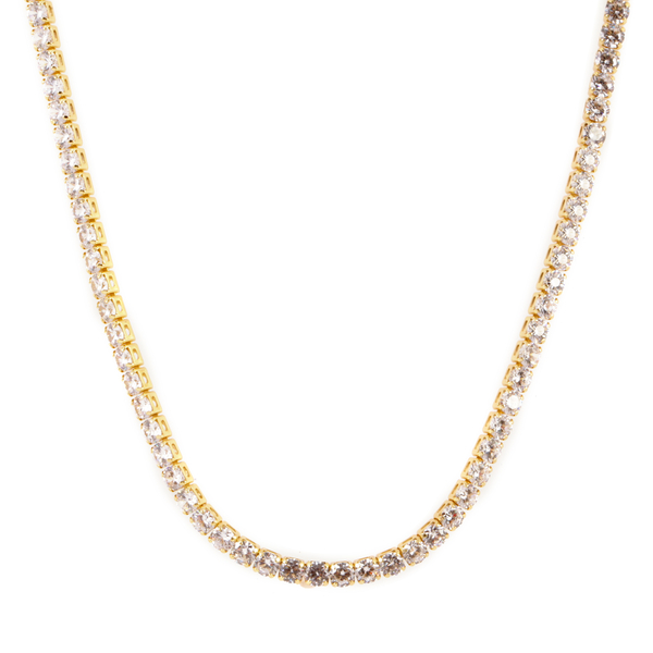 Close Out Deal - AAA Simulated Diamond (Rnd) Tennis Necklace (Size 18) in Gold Bond