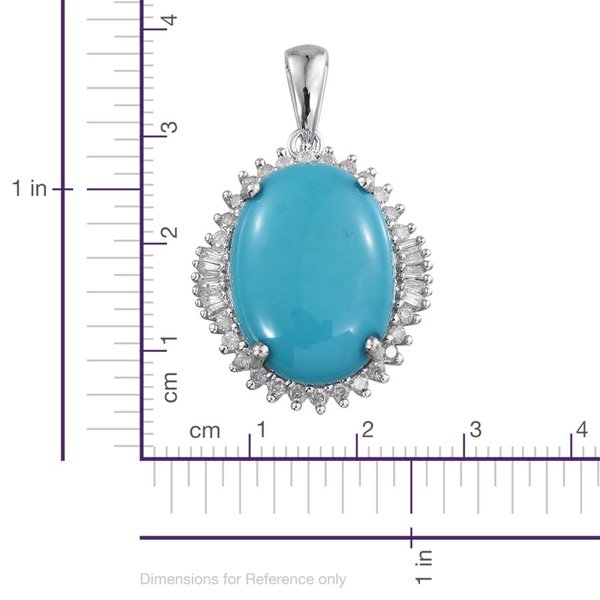 9K W Gold Arizona Sleeping Beauty Turquoise (Ovl 9.00 Ct), Diamond Pendant 9.500 Ct.