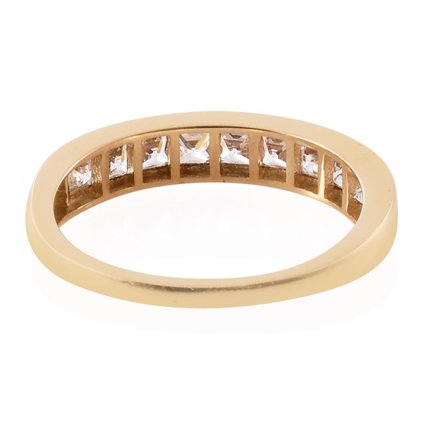 J Francis - 9K Y Gold (Princess Cut) Half Eternity Band Ring Made with Finest CZ