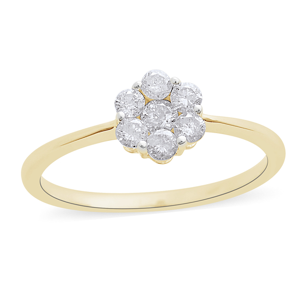 ILIANA 18K Yellow Gold IGI Certified Diamond (Rnd) (SI/G-H) Floral Ring 0.500 Ct.