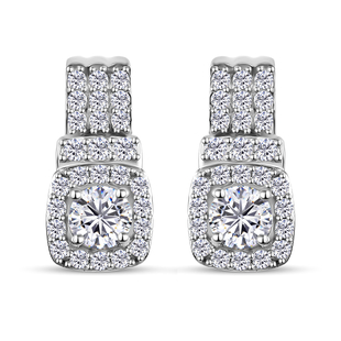Lustro Stella Platinum Overlay Sterling Silver Earrings (with Push Back) Made with Finest CZ 3.22 Ct