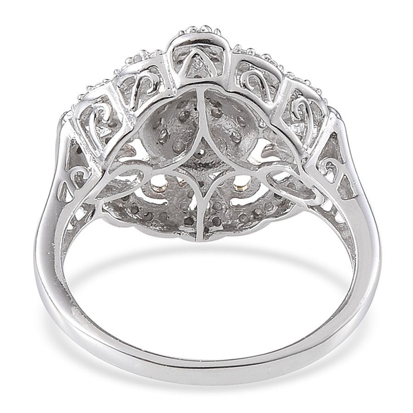 Diamond (Rnd) Ring in Platinum and Yellow Gold Overlay Sterling Silver 0.330 Ct.