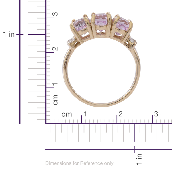 9K Y Gold AAA Urucum Kunzite (Ovl), Diamond Ring 3.500 Ct.