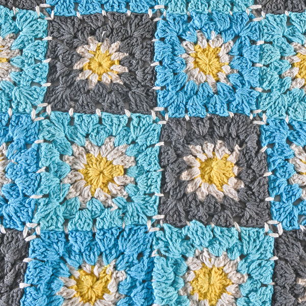 Set of 2 - Handmade 100% Cotton Crochet Cushion Cover with Zipper Closure (Size 16 Cm) - Blue & Grey