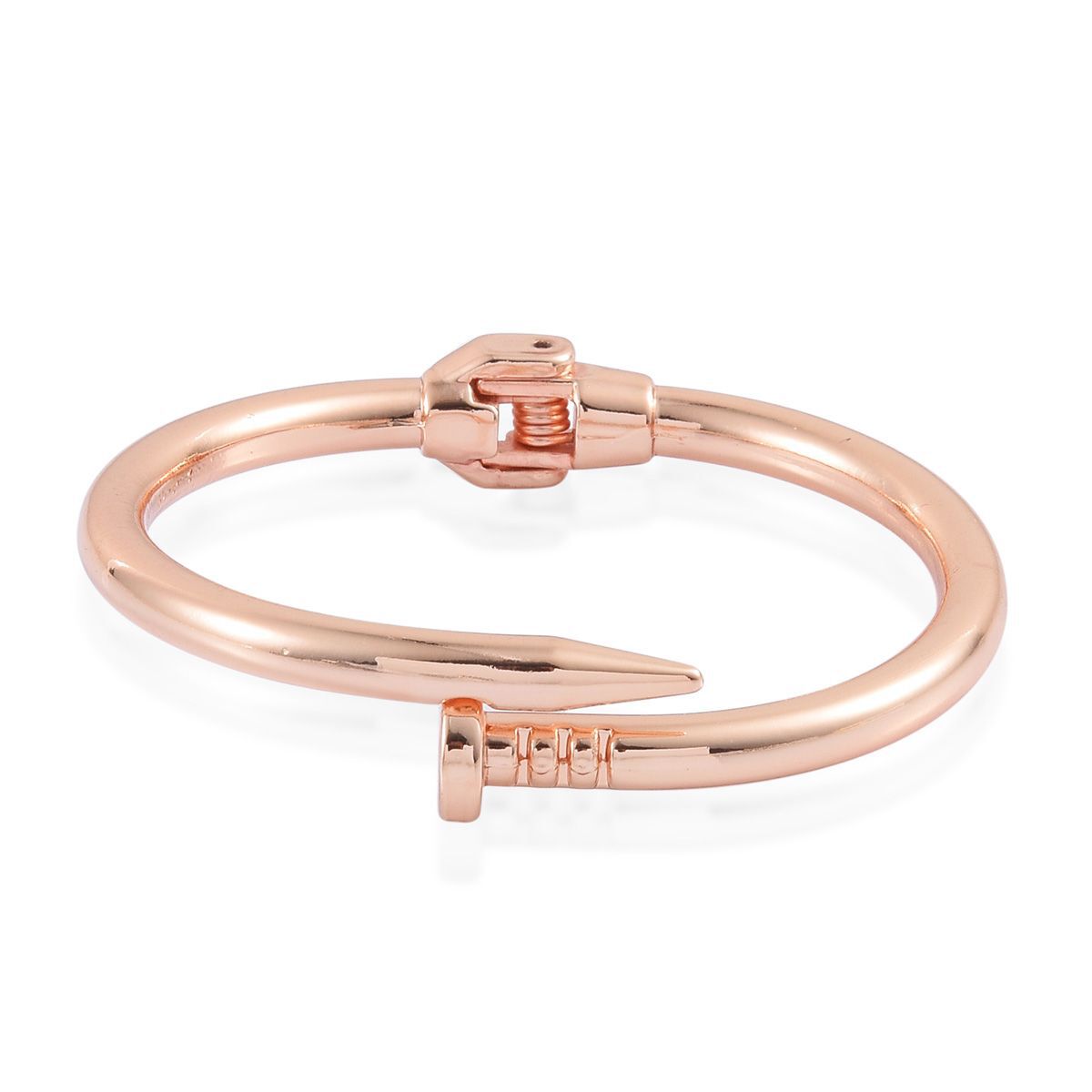 Designer Inspired Nail Bangle (Size 7) in Rose Gold Tone