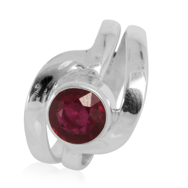 Royal Bali Collection African Ruby (Rnd) Solitaire Ring in Sterling Silver 1.960 Ct.