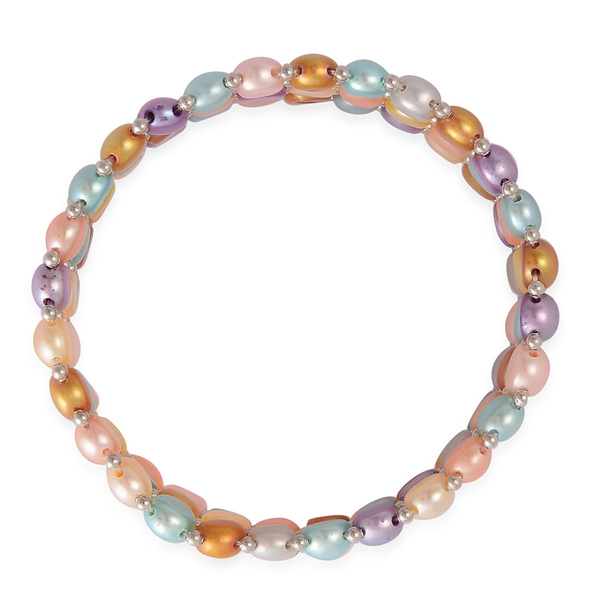 High Quality Fresh Water Multi Colour Pearl Bracelet (Size 7.5) in Silver Tone 100.00 Ct.
