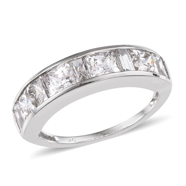 9K W Gold (Sqr) Half Eternity Band Ring Made with Finest CZ 2.110 Ct.