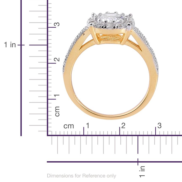 AAA Simulated White Diamond (Rnd) Ring in Yellow Gold Overlay Sterling Silver