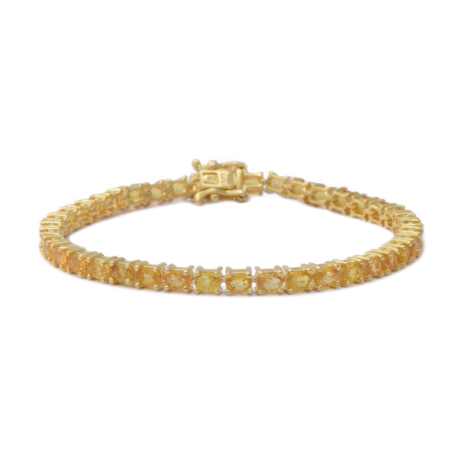 8.51 Ct Yellow Sapphire Tennis Bracelet in Gold Plated Silver 7.90