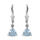 Sky Blue Topaz Lever Back Earrings in Platinum Overlay Sterling Silver 1.75 Ct.