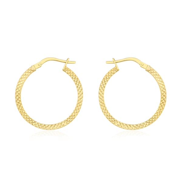 9K Yellow Gold Cobra Textured Creole Earrings (with Clasp)