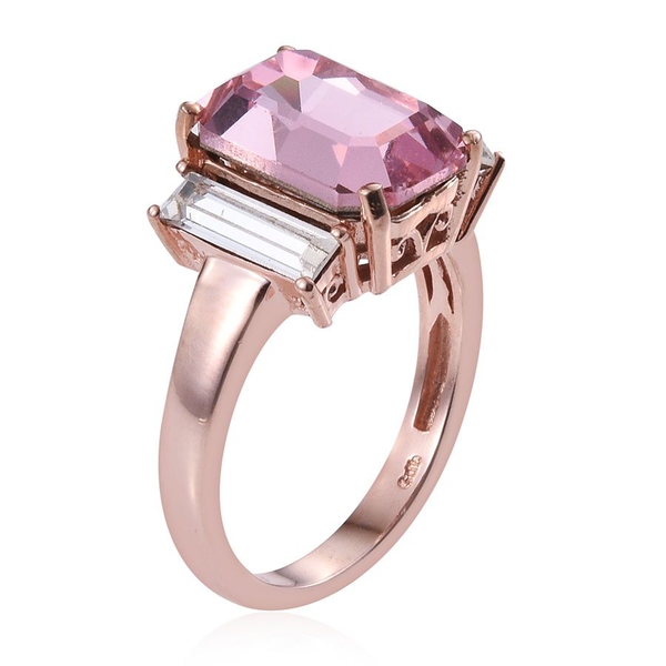 - Light Rose Crystal (Oct), White Crystal Ring in ION Plated Rose Gold Bond
