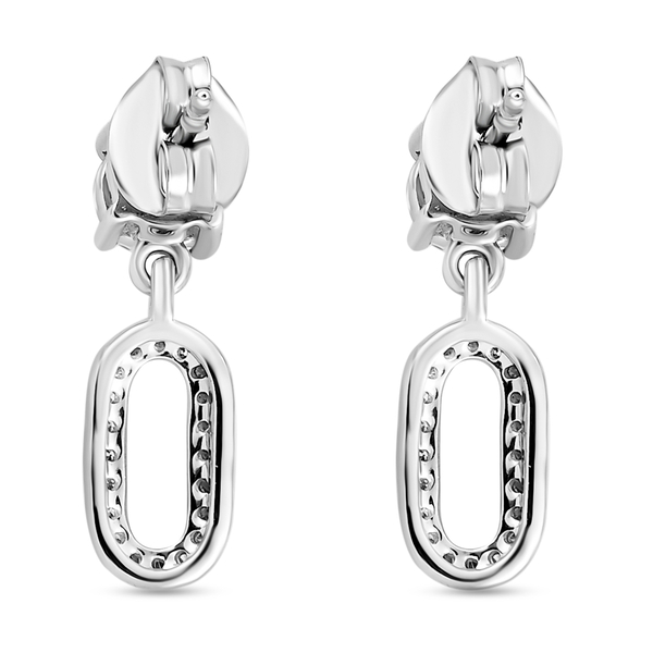 Moissanite Dangling Earrings (with Push Back) in Platinum Overlay Sterling Silver 1.05 Ct.