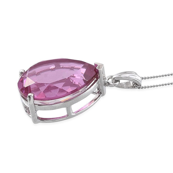 Kunzite Colour Quartz (Pear) Pendant With Chain in Platinum Overlay Sterling Silver 17.250 Ct.