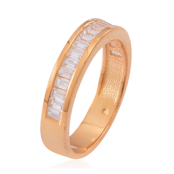 ELANZA AAA Simulated White Diamond (Bgt) Half Eternity Band Ring in 14K Gold Overlay Sterling Silver
