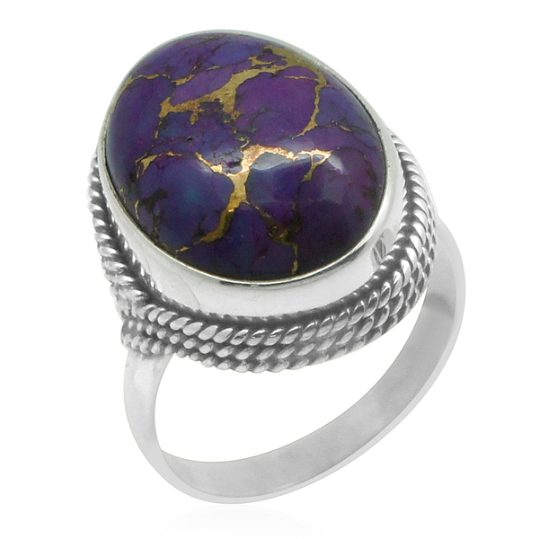 Royal Bali Collection Mojave Purple Turquoise (Ovl) Solitaire Ring in Sterling Silver 9.450 Ct.