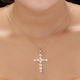 Polki Diamond Cross Pendant with Chain (Size 18) in Platinum Overlay Sterling Silver 1.33 Ct, Silver wt. 6.14 Gms