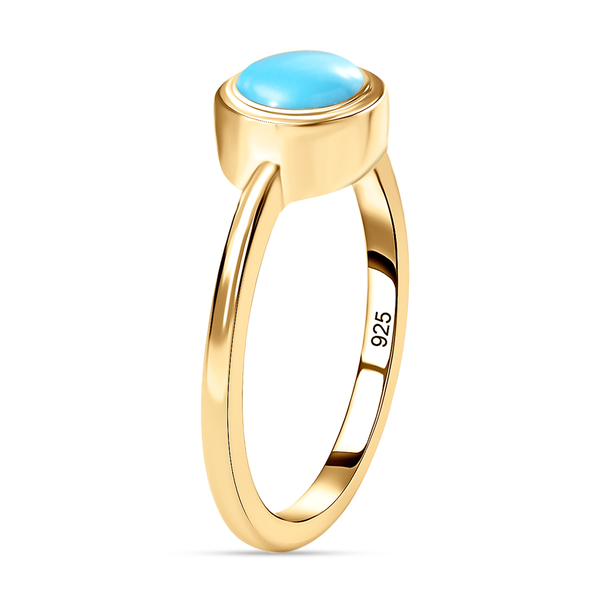Arizona Sleeping Beauty Turquoise Solitaire Ring in 18K Vermeil Yellow Gold Plated Sterling Silver