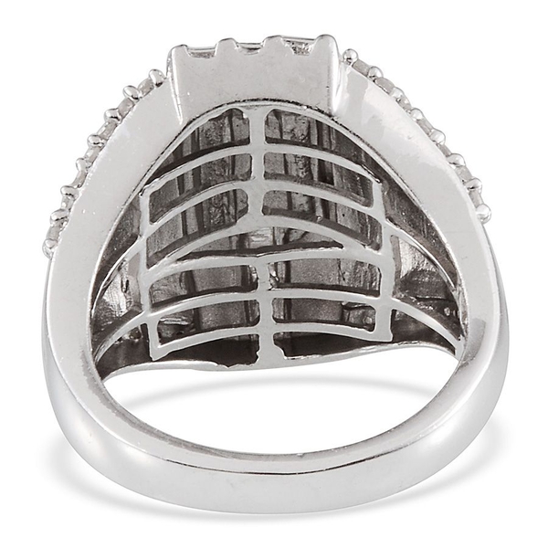Diamond (Bgt) Ring in Platinum Overlay Sterling Silver 0.350 Ct.