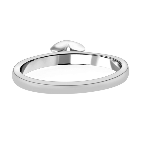 Platinum Overlay Sterling Silver Band Ring with Heart Charm