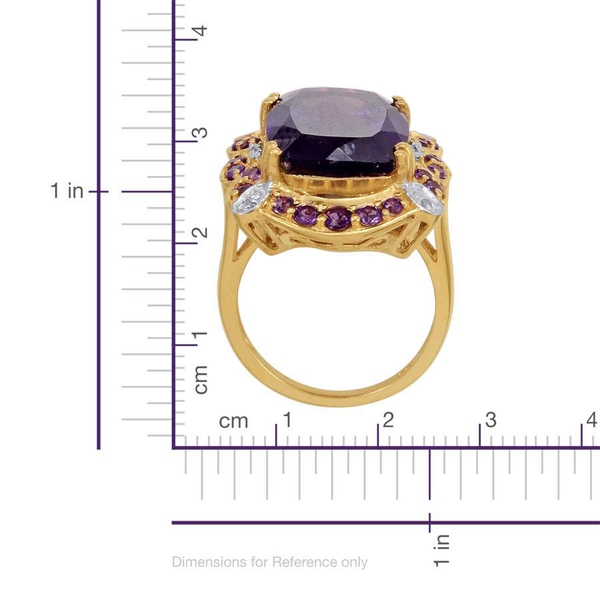 Zambian Amethyst (Cush 11.00 Ct), Diamond Ring in 14K Gold Overlay Sterling Silver 12.020 Ct.